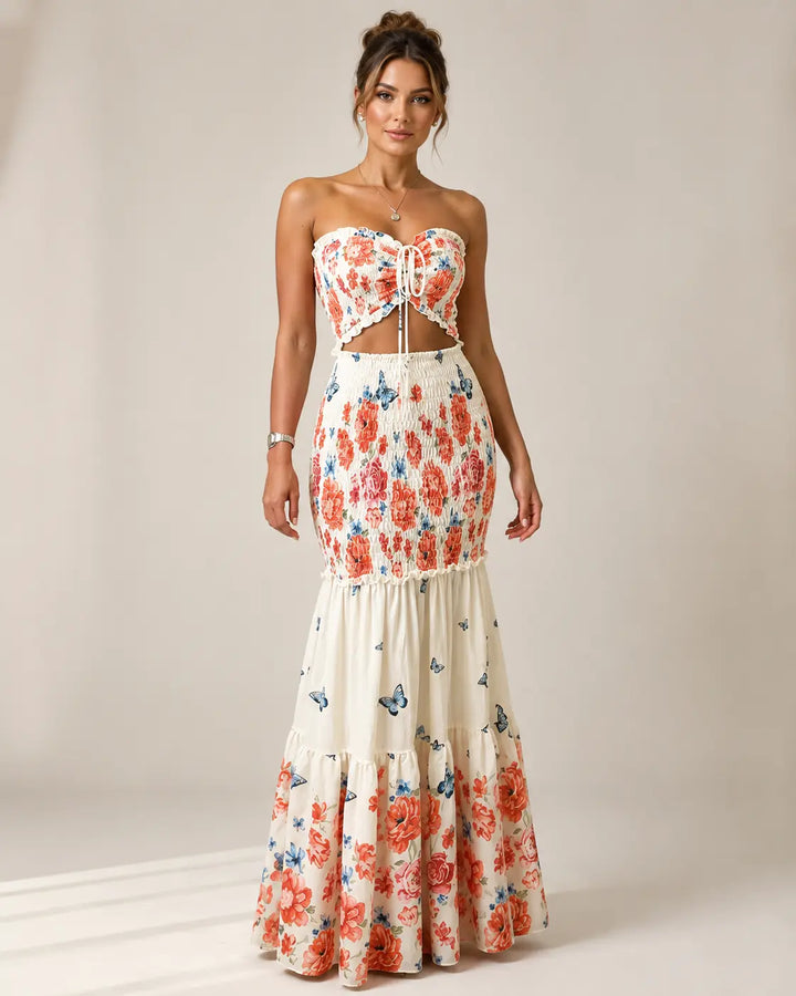 Alessia | Tropical Tie-Front Maxi Set