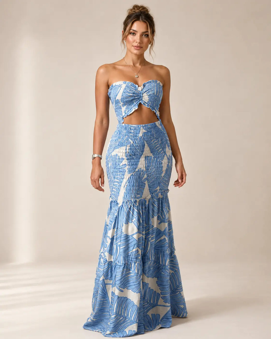 Alessia | Tropical Tie-Front Maxi Set