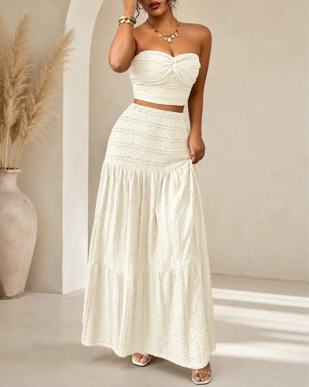 Aria | Smocked Maxi Skirt Set