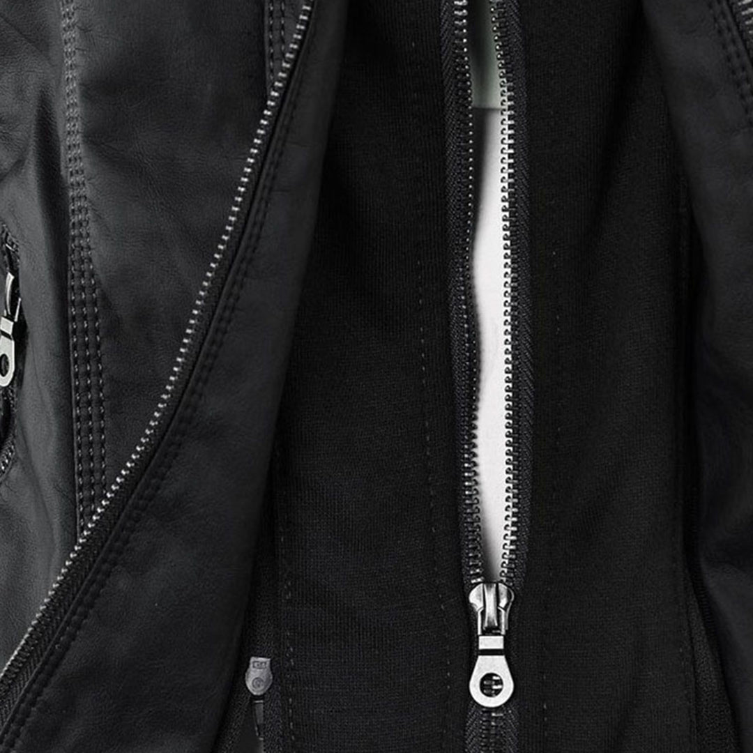 Monica | Hooded Faux Leather Biker Jacket