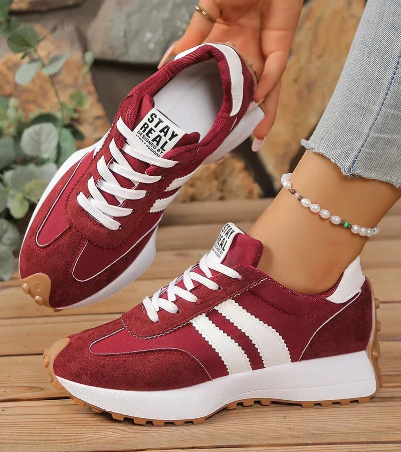 Ginny | Everyday Comfort Trainers — Burgundy & White