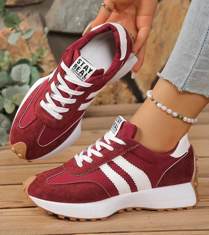 Ginny | Everyday Comfort Trainers — Burgundy & White