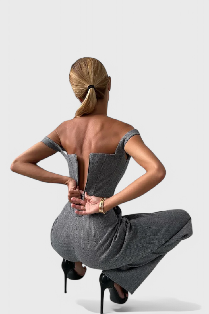 Evena Three-Piece Suit Ensemble Featuring a Tailored Corset