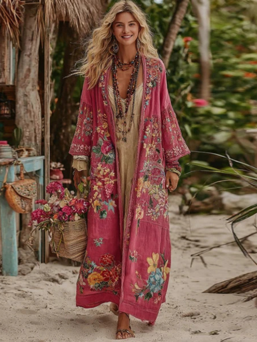 Dominique | Vintage Inspired Floral Duster Cardigan