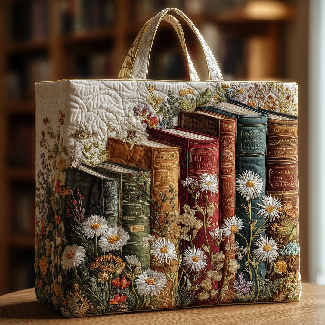 Julitta™ | Vintage Bookish Quilted Tote Bag