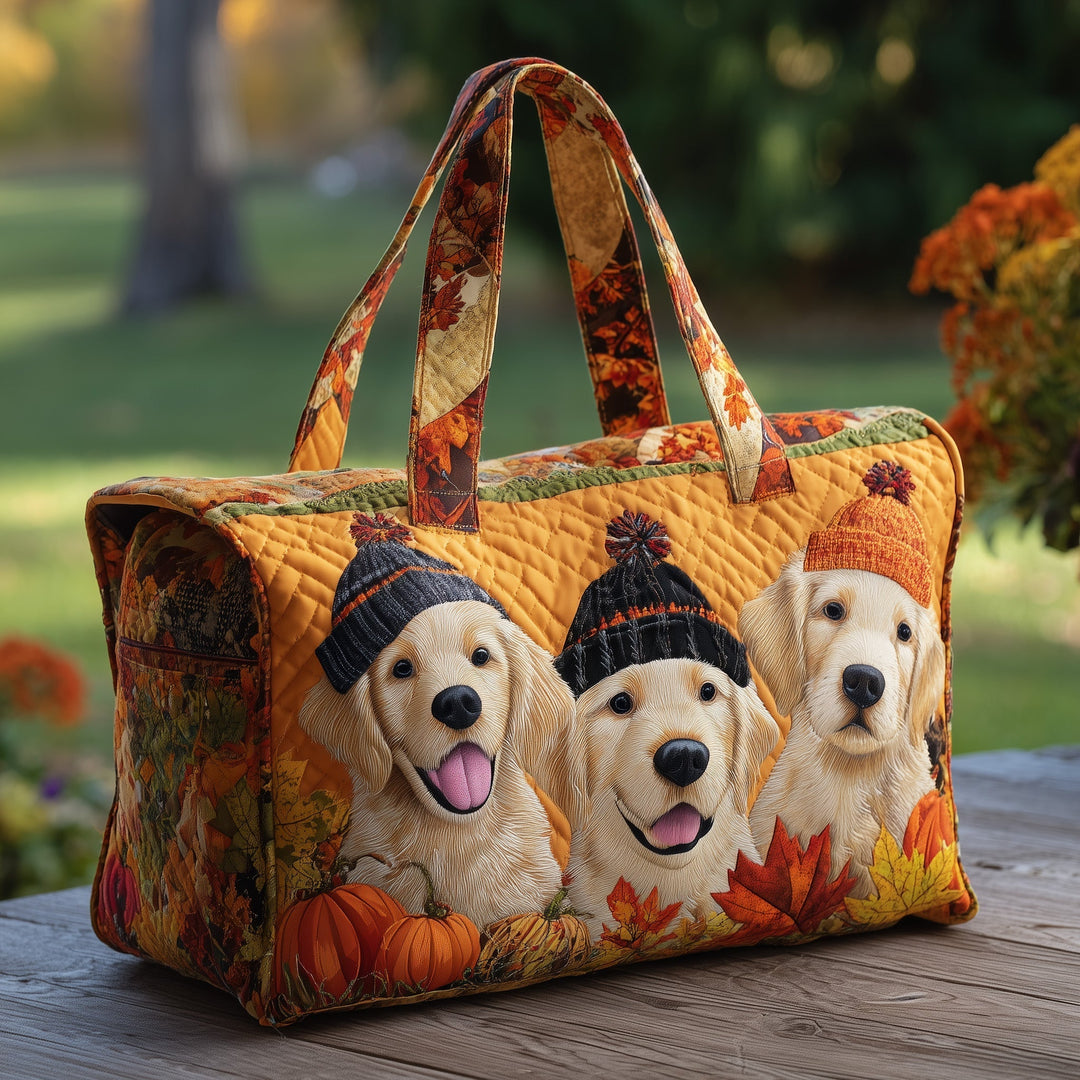 Angharad™ | Autumn Golden Retriever Quilted Weekend Bag
