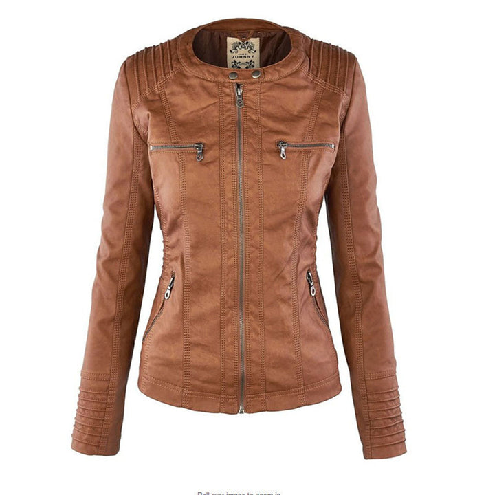 Monica | Hooded Faux Leather Biker Jacket