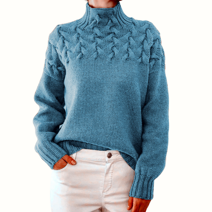 Glynis | Cable-Yoke Mock-Neck Sweater