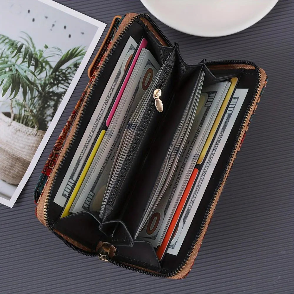 Bohemian Floral Crossbody Wallet in Lila