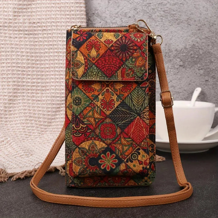 Bohemian Floral Crossbody Wallet in Lila