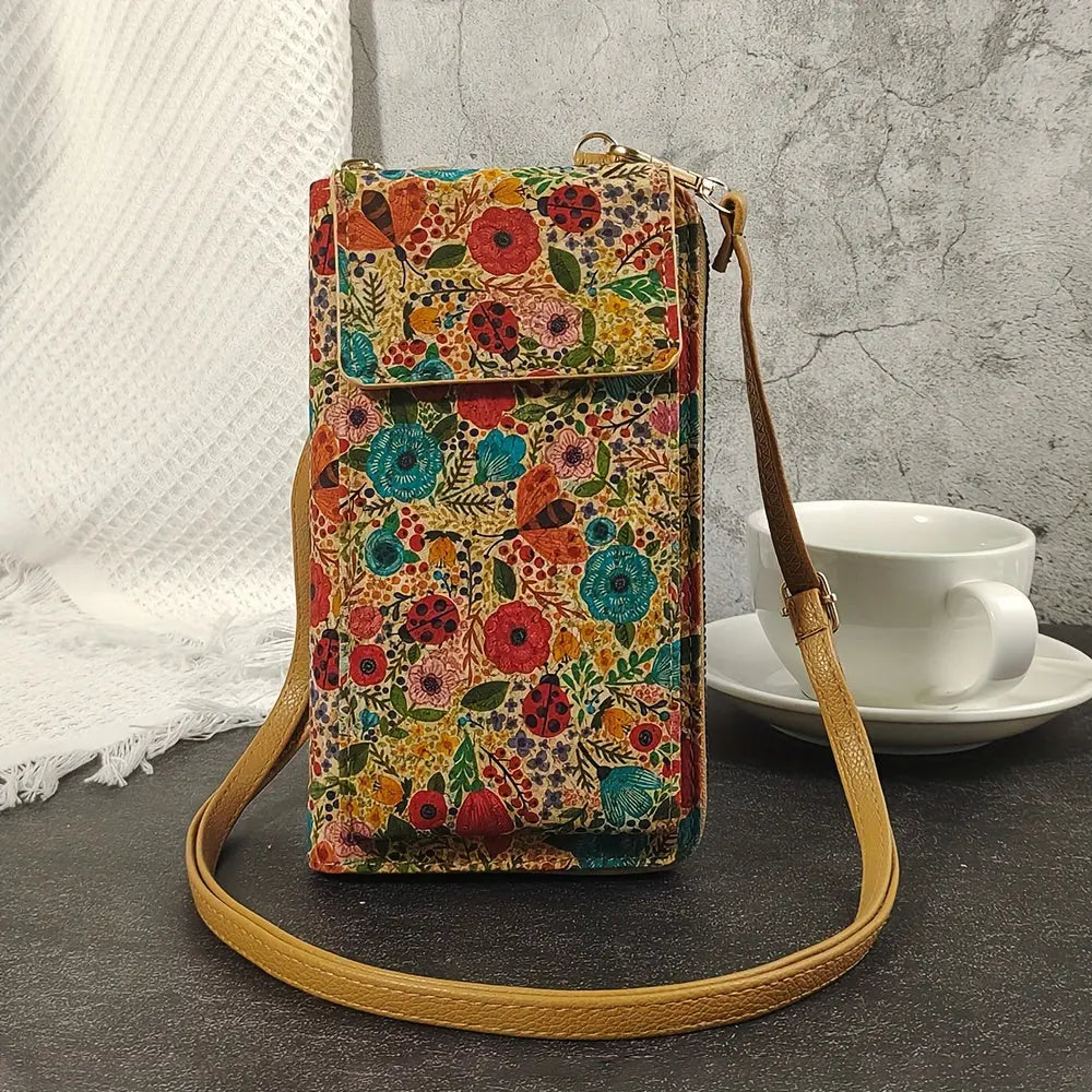 Bohemian Floral Crossbody Wallet in Lila