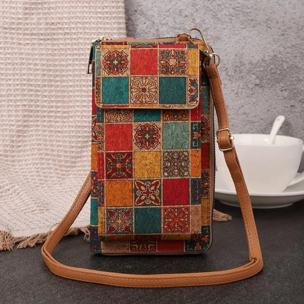 Bohemian Floral Crossbody Wallet in Lila