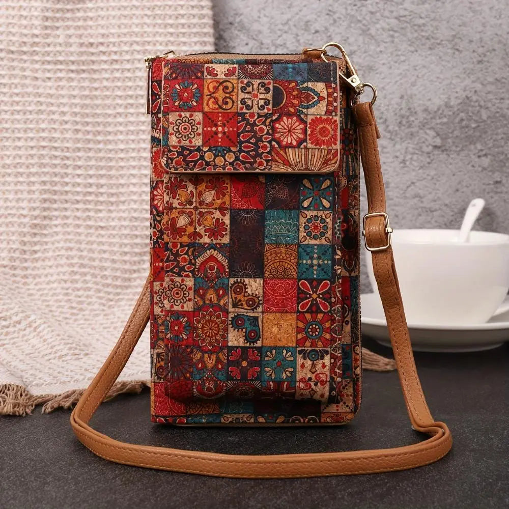 Bohemian Floral Crossbody Wallet in Lila