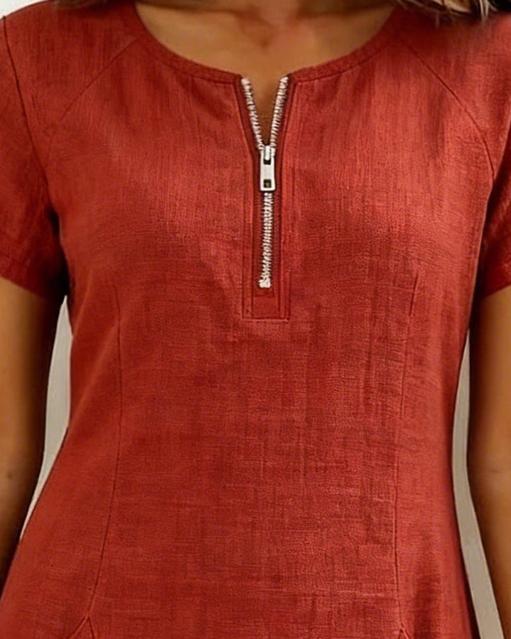 Noelia™ | Elegant Front Zipper Pocket Dress