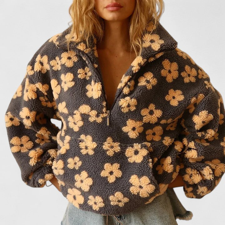 Ceri | Floral Fleece Quarter-Zip
