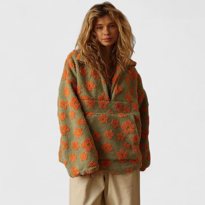 Ceri | Floral Fleece Quarter-Zip