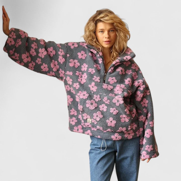 Ceri | Floral Fleece Quarter-Zip
