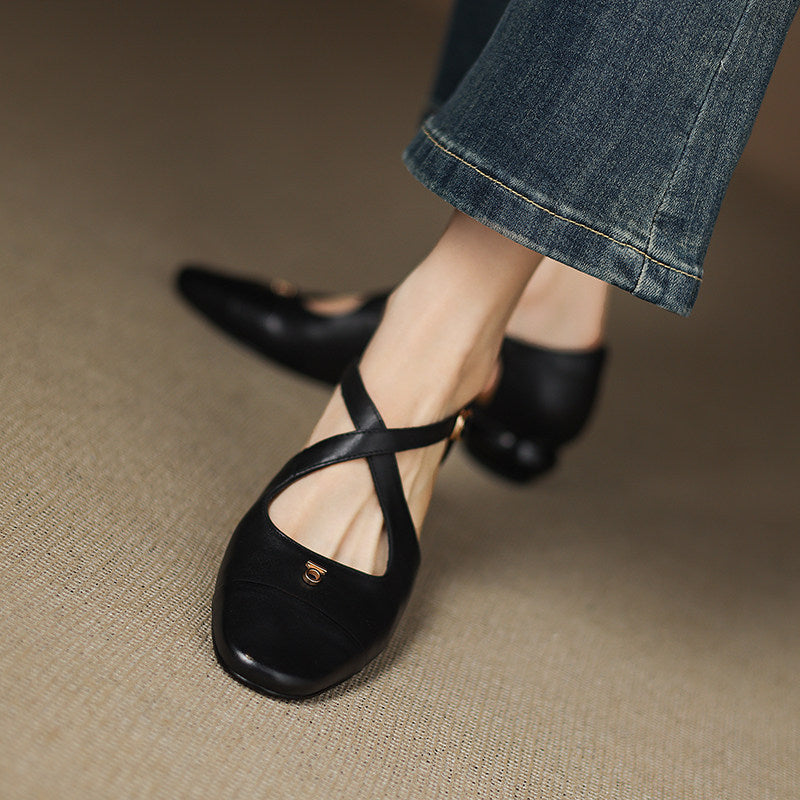 Elene Genuine Leather Mary-Jane Flats