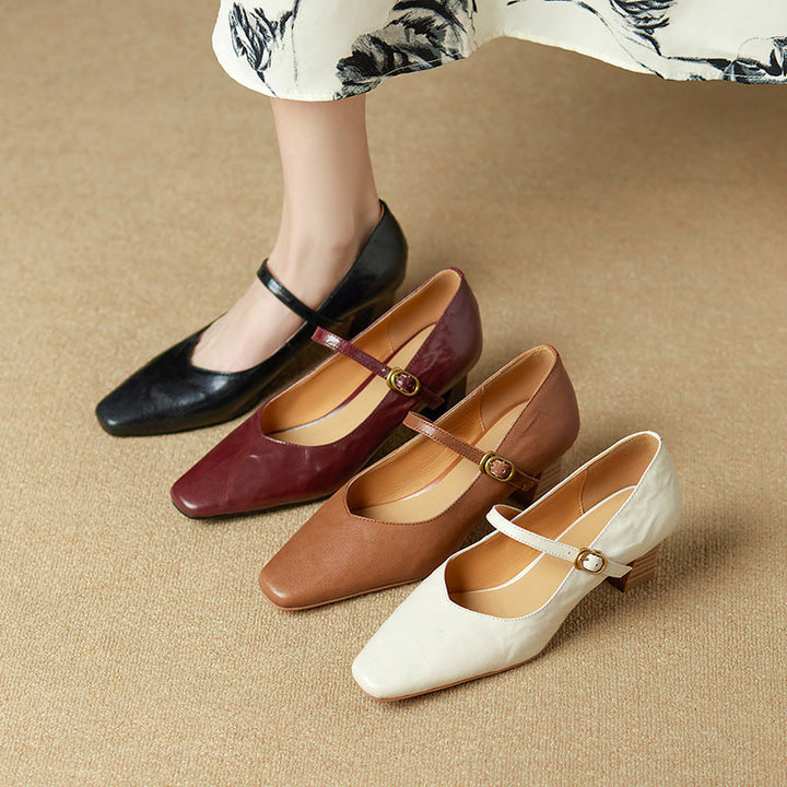 Imogen | Leather Mary Jane Block Heels