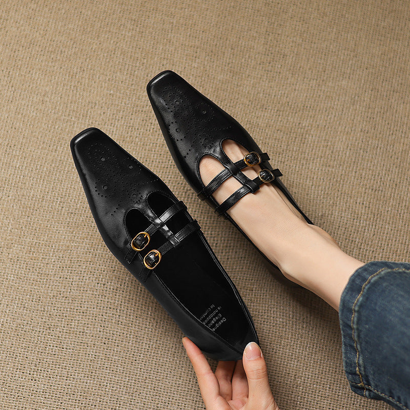 Prudence | Brogued Double-Strap Mary Jane Flats