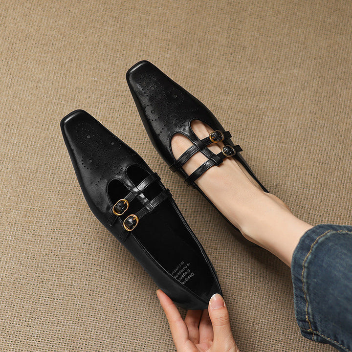 Prudence | Brogued Double-Strap Mary Jane Flats