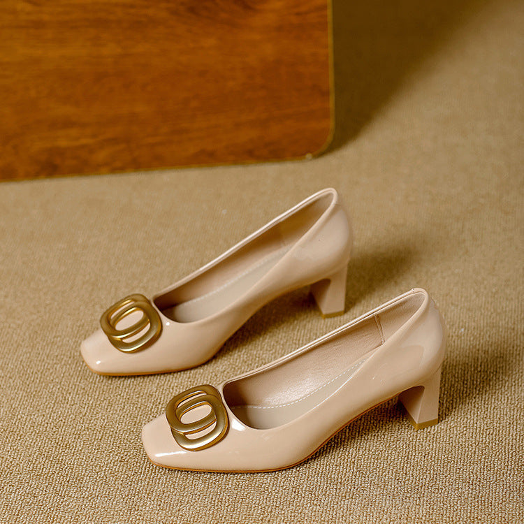 Leona | Block-Heel Pumps With Gold Trim