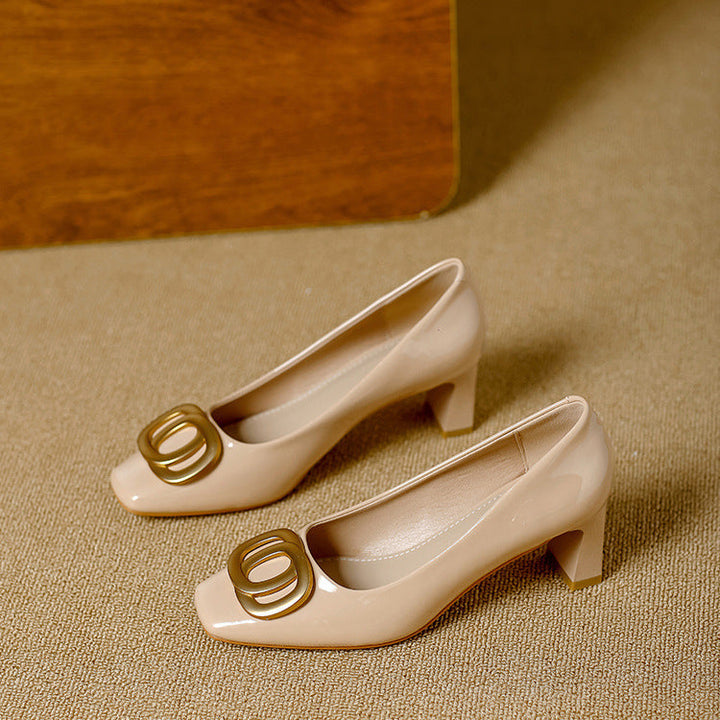 Leona | Block-Heel Pumps With Gold Trim