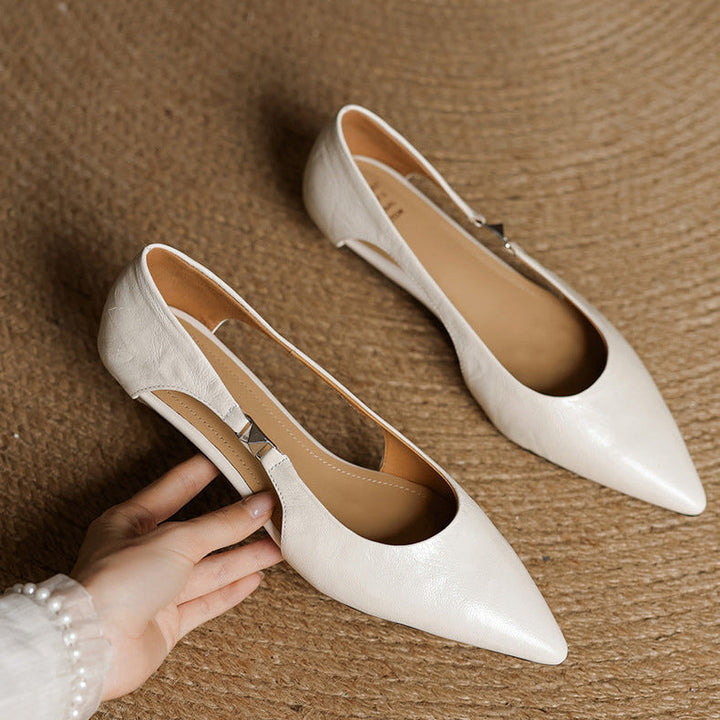 Zephy Genuine Leather Pointed Flats