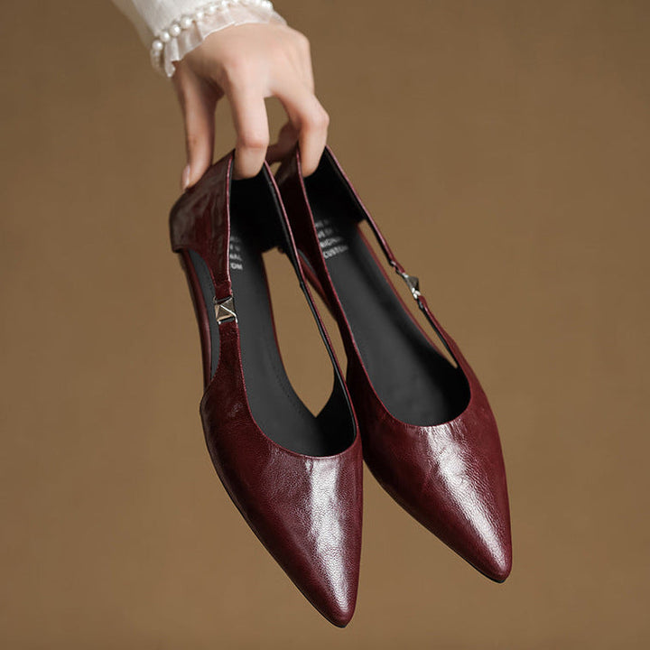 Zephy Genuine Leather Pointed Flats