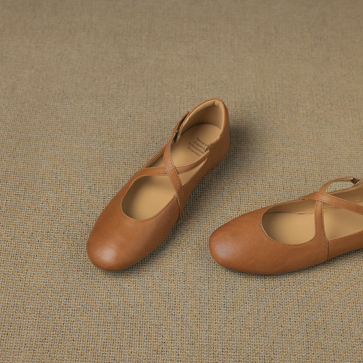 Muriel | Cross-Strap Leather Flats