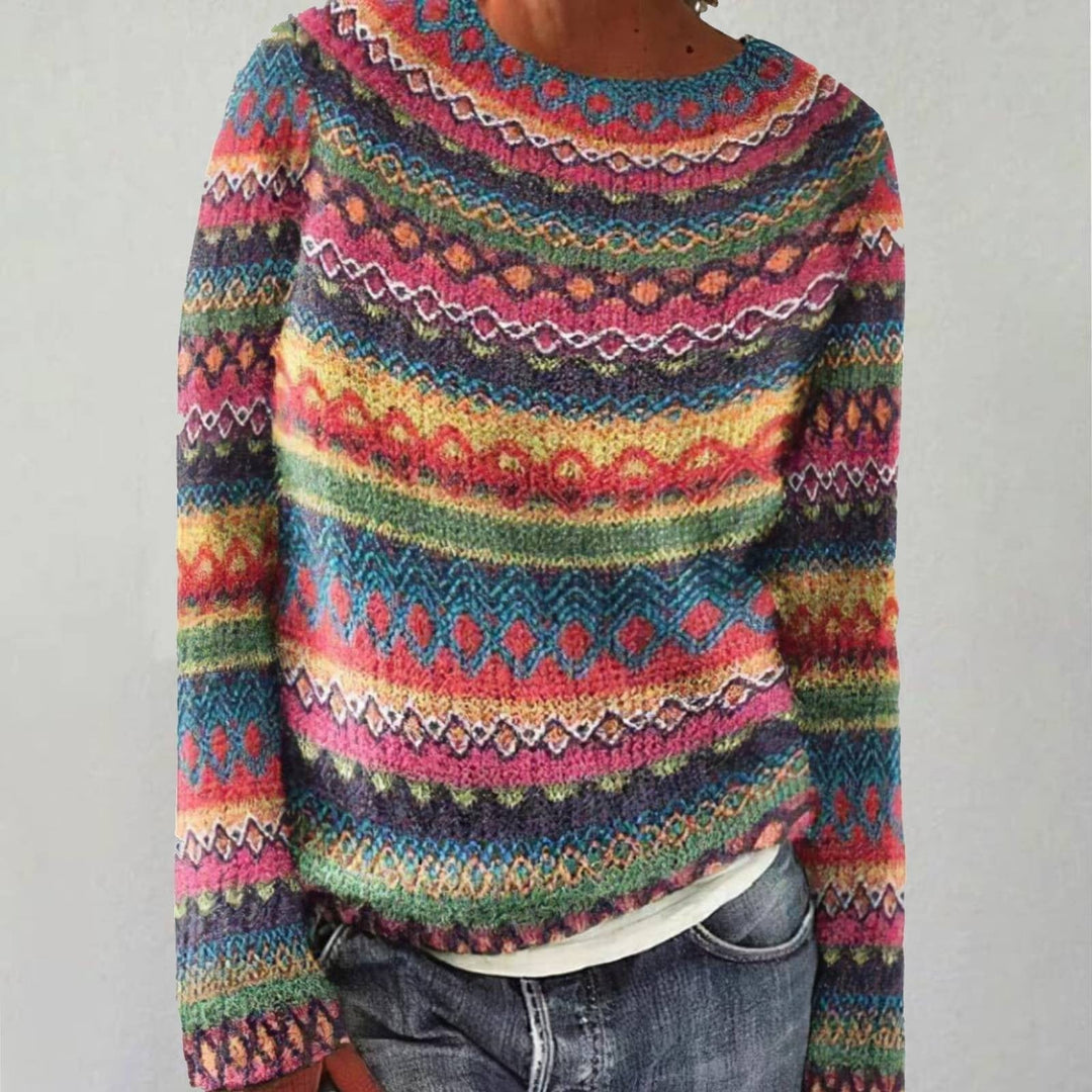 Hayley | Striped Fair Isle Crew Sweater