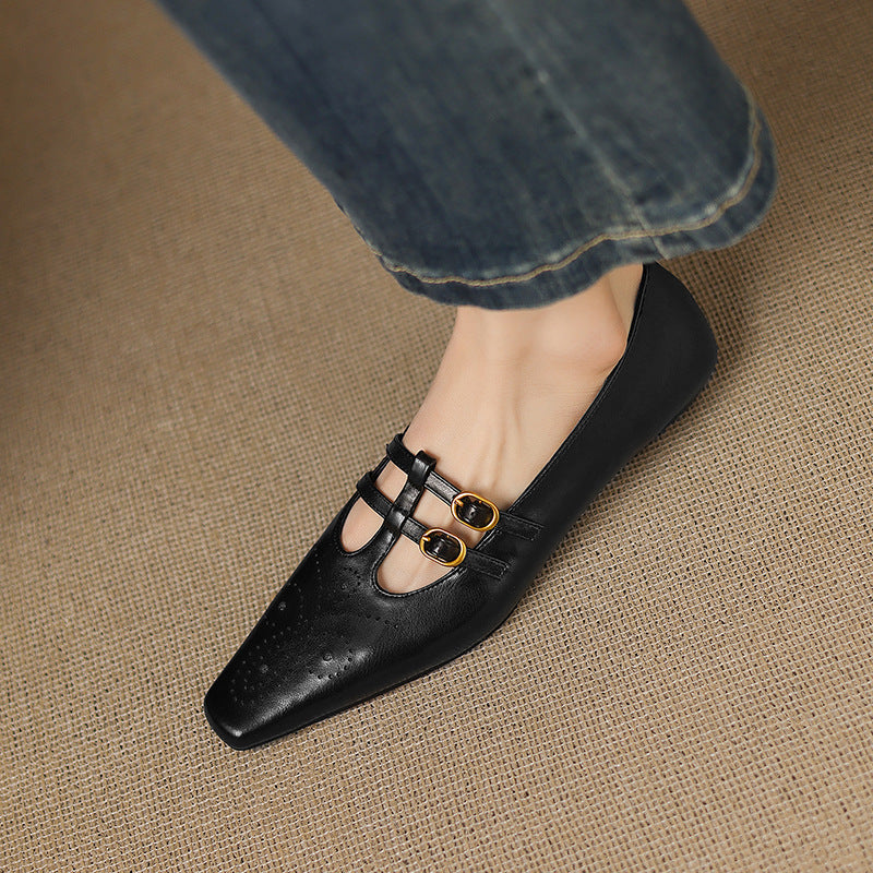 Prudence | Brogued Double-Strap Mary Jane Flats