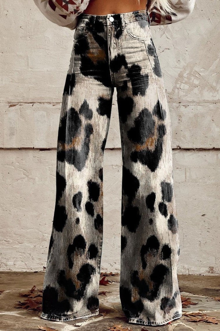 Harper | Wilde Leopard Print Flare Trousers