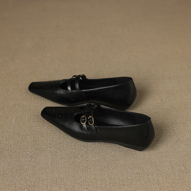 Prudence | Brogued Double-Strap Mary Jane Flats