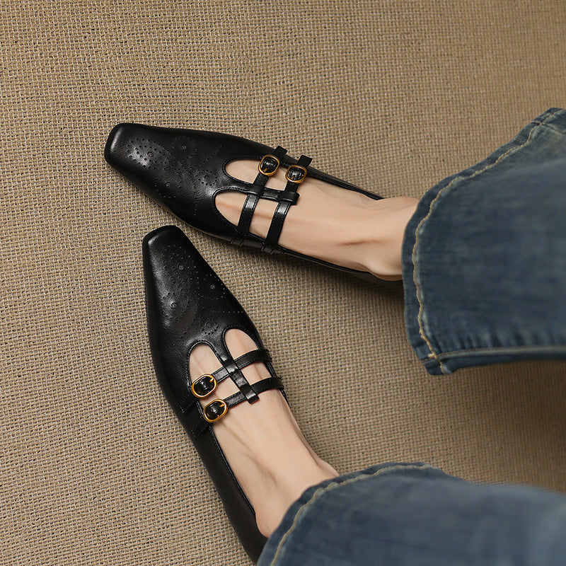 Prudence | Brogued Double-Strap Mary Jane Flats