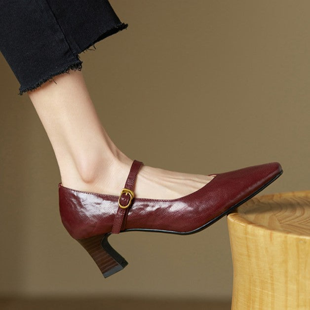 Imogen | Leather Mary Jane Block Heels