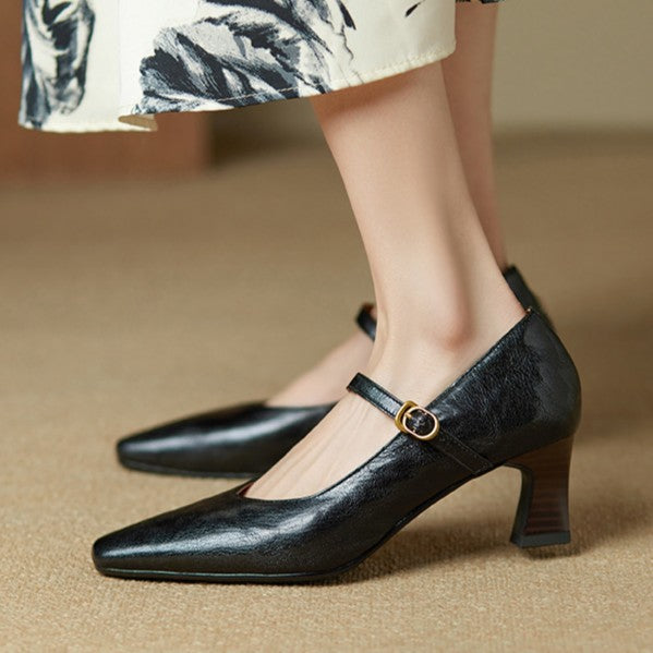 Imogen | Leather Mary Jane Block Heels