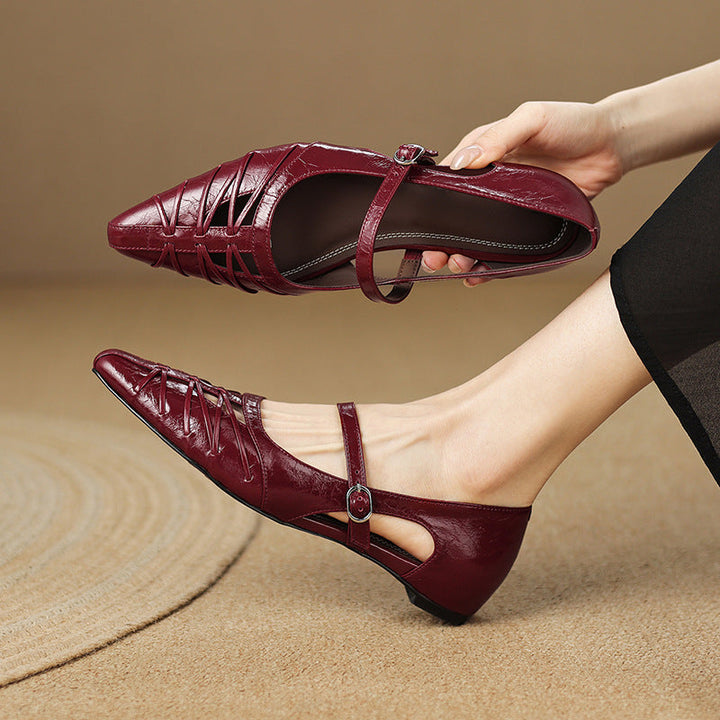 Margery | Pointed Strap Mary Jane Flats