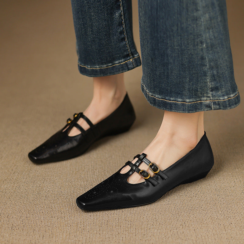 Prudence | Brogued Double-Strap Mary Jane Flats