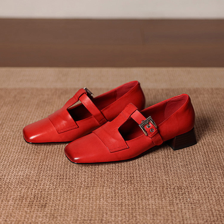 Cecily | T-Strap Block Heel Pumps