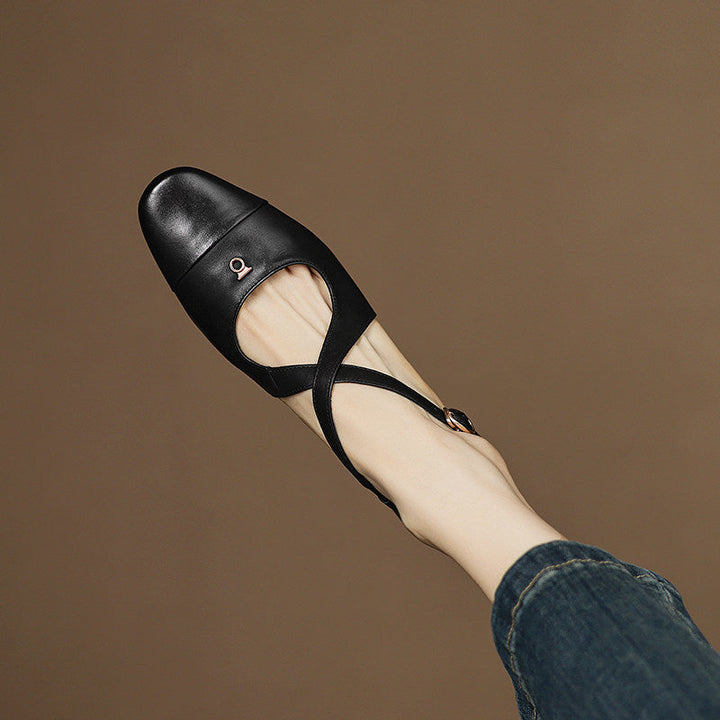 Elene Genuine Leather Mary-Jane Flats