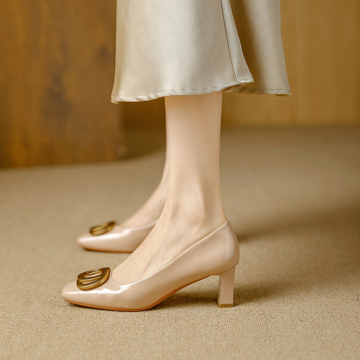 Leona | Block-Heel Pumps With Gold Trim