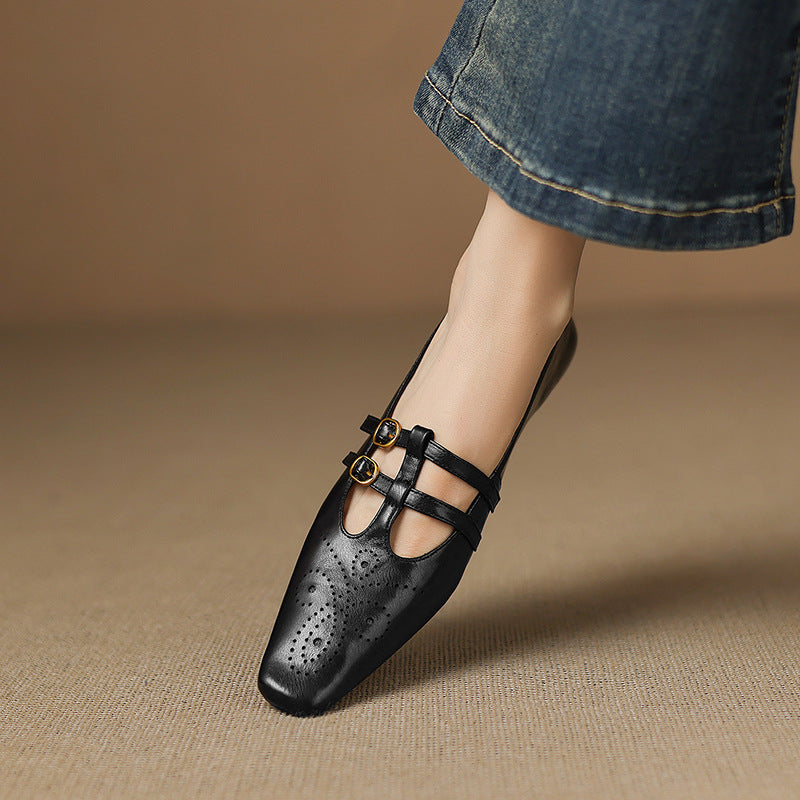 Prudence | Brogued Double-Strap Mary Jane Flats