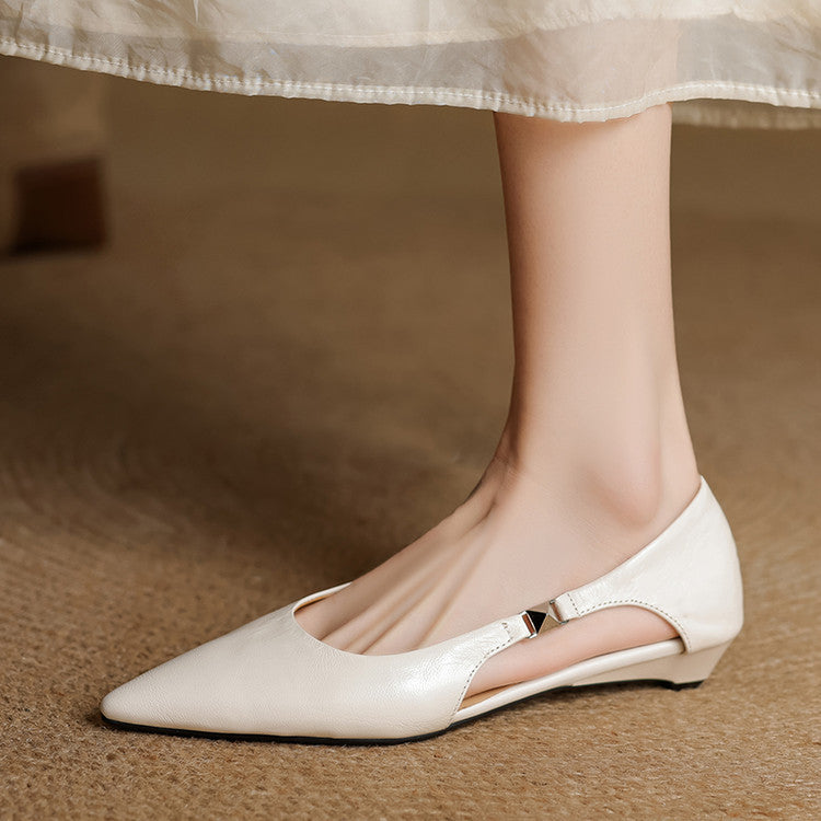 Zephy Genuine Leather Pointed Flats