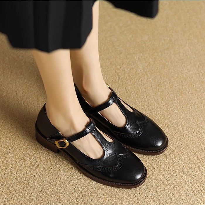 Kate | Brogue Mary Jane Low Heels