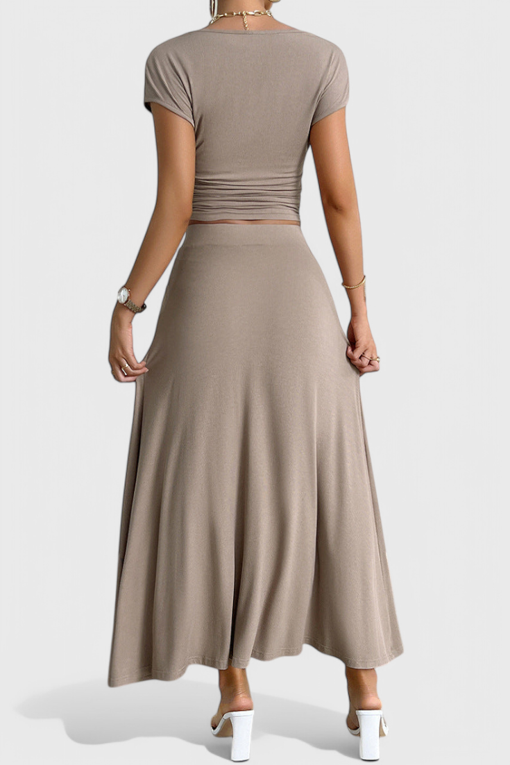 Anastasia Ruffled Top and Flowing Skirt Two-Piece Set