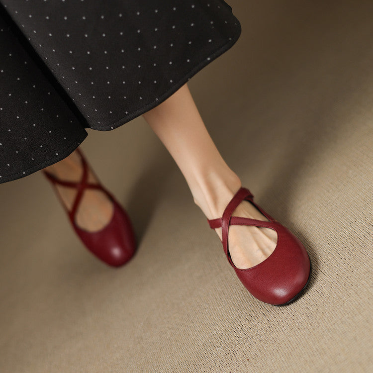 Muriel | Cross-Strap Leather Flats