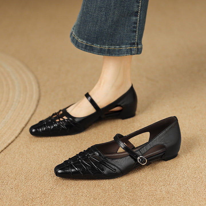 Margery | Pointed Strap Mary Jane Flats