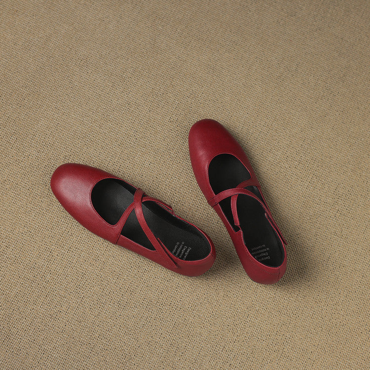 Muriel | Cross-Strap Leather Flats