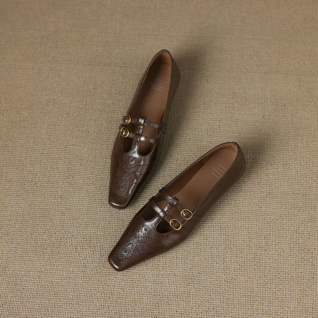 Prudence | Brogued Double-Strap Mary Jane Flats